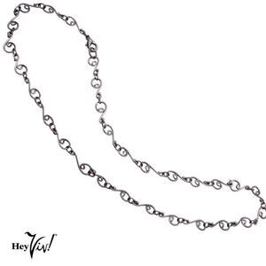 Vintage Choker Necklace Made From Fine Wire Linked Curlicues 16" Long - Hey Viv
